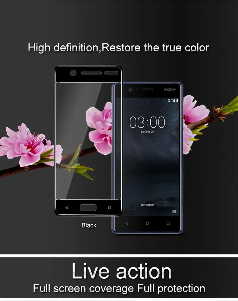 3D закаленное стекло для Nokia 5 Полное покрытие экрана Взрывозащищенная защитная пленка для Nokia 5