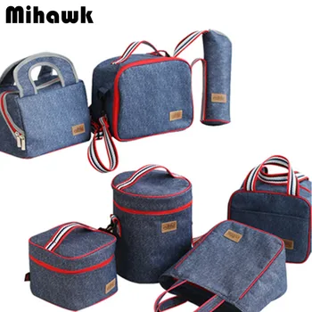 Denim Lunch Bag Kid Bento Box Insulated Pack Picnic Drink Food Thermal Ice Cooler Leisure Accessories Supplies Product