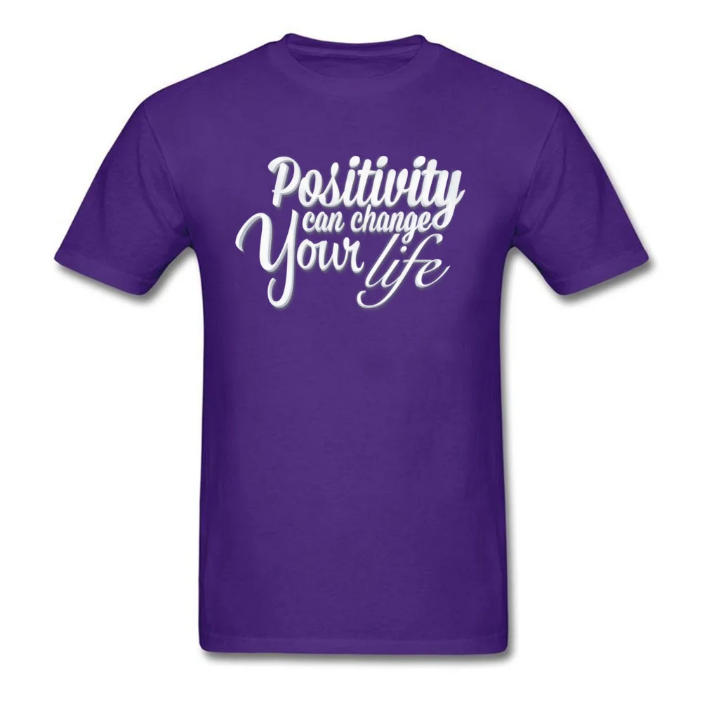 Positivity O Neck T-Shirt Summer Tops & Tees Short Sleeve Cute 100% Cotton 3D Printed T Shirt Normal Men's Top Quality Positivity purple