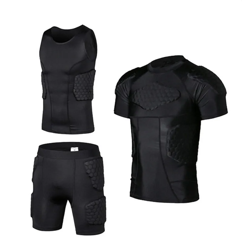 New Men's Anti Crash Basketball Jerseys Set Jersey Shorts Vests Men Compression Tight Shorts Outdoor Sports Safety Protection