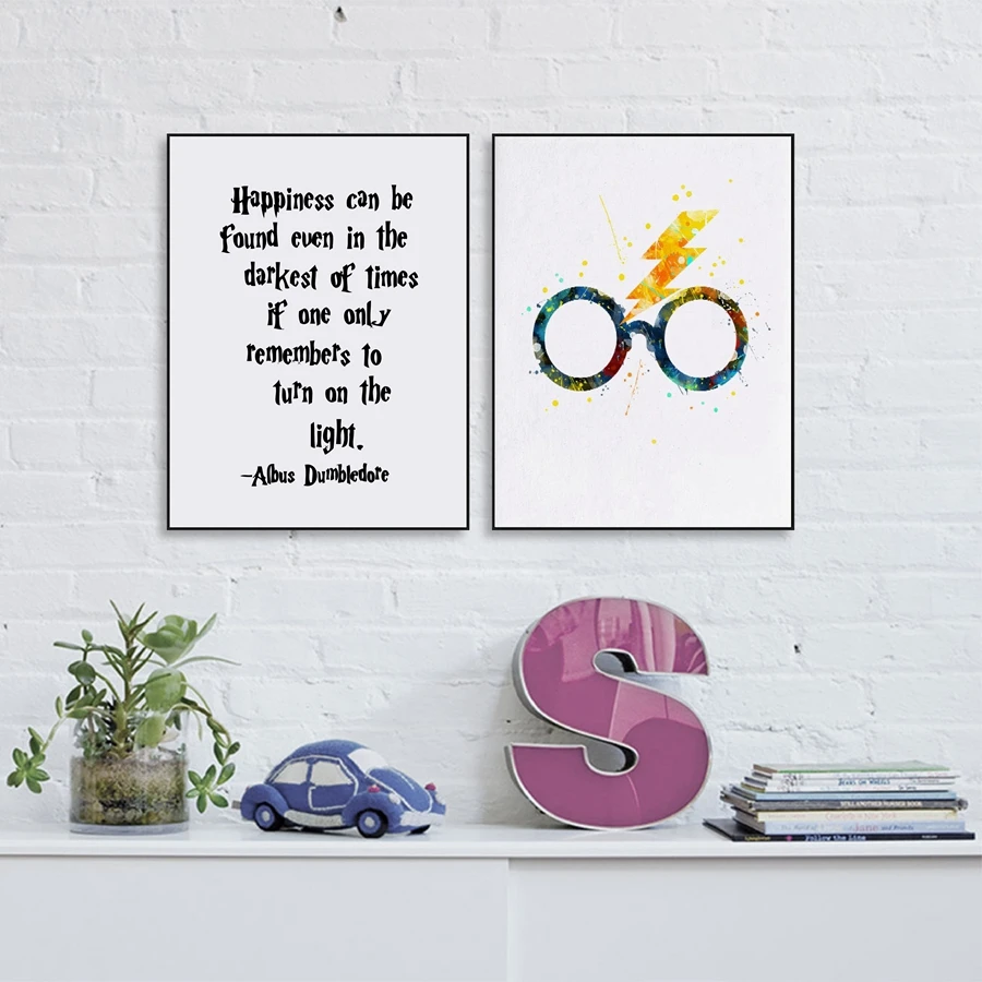 Harry Potter Brille Kunst Dekor Drucken Und Poster HARRY POTTER ZITAT Poster Leinwand Malerei Wandbild Kinderzimmer Dekor in Harry Potter Brille Kunst