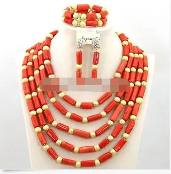 

New Beautiful Handmade Coral Beads Necklace Set,Fashion Woman Jewelry Set