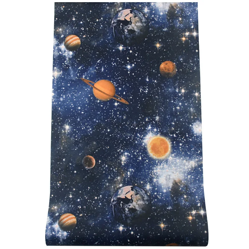 

5D space Outer space planet universe starry sky planet wallpaper ceiling top wallpaper children's room blue theme room wallpaper