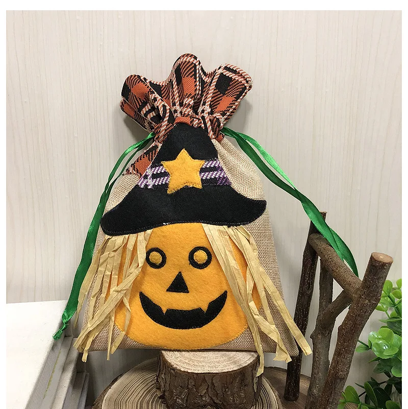 Хэллоуин бирки для украшения детей праздник конфеты мешок ведьма тыквы рюкзак со шнурками партии представление одета