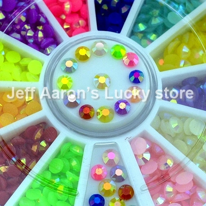 

12 Glitter Candy AB Colors 3D 3MM Acrylic Nail Art Rhinestones Wheel For Nail Tips Decorations Tools Accessories