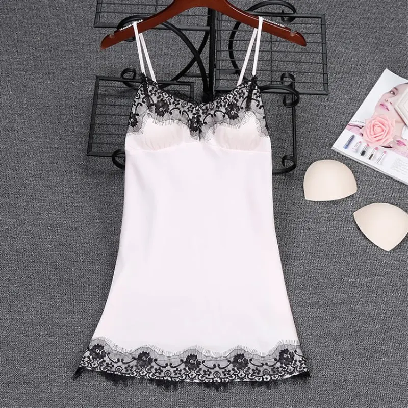New Woman Night Sleepwear Plus Size Sexy Lace Women Nightgown Ladies Lingerie Dress Soft Silk Lingerie Summer Satin Sleepwear 49
