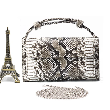 Bolsa Feminina, женская сумка из натуральной кожи, женская модная сумка на плечо с цепочкой, роскошная дизайнерская крокодиловая сумка, сумки-мессенджеры - Цвет: Python Black
