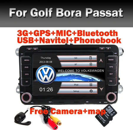 2 Din 7 Inch Car DVD Player For VW Volkswagen Seat Polo Bora Golf Jetta Tiguan Leon Skoda with GPS Bluetooth Radio Free Camera