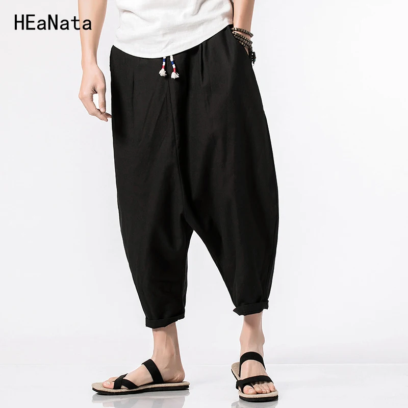 

Men Pants 5XL Wide Crotch Harem Pants Mens wide-legged bloomers Pants Loose Large Male Casual Summer Pants Nine Trousers New