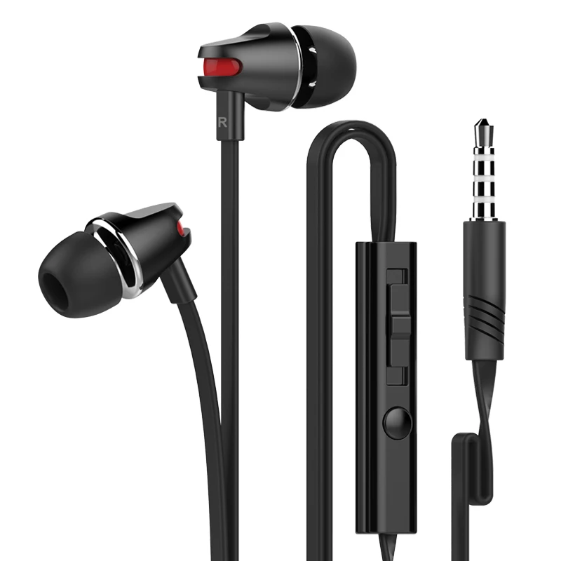 Cheap Quality design Black Wired Earphone for Mobile Phone Simple Design Wearable Earbuds for