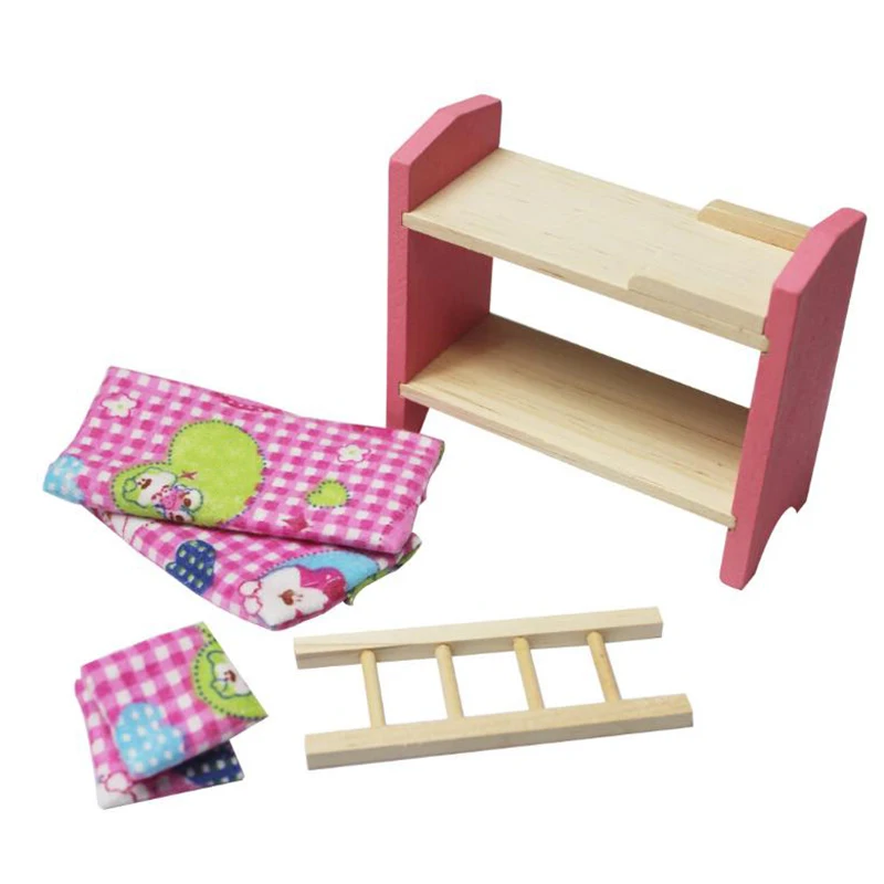 ديي اليدوية دمية منزل مصغرة نوم أثاث خشبي مجموعة هدايا للأطفال أطفال دور نتظاهر اللعب لعبة