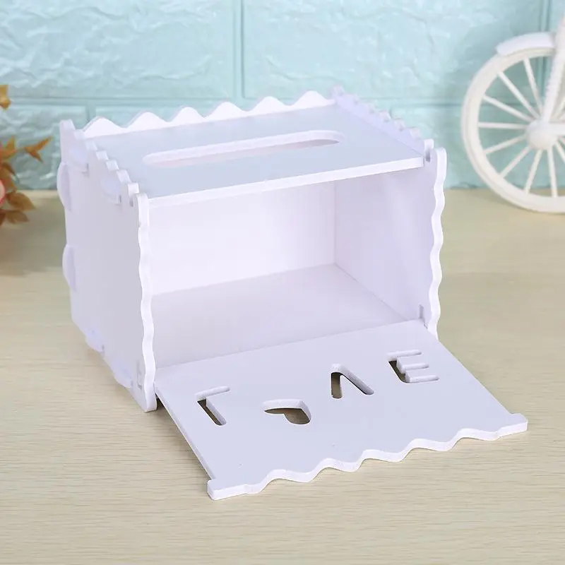 European Style White Wooden Hollow Tissue Box Removable Napkin Holder Paper Storage Holder Napkin Case Organizer Household