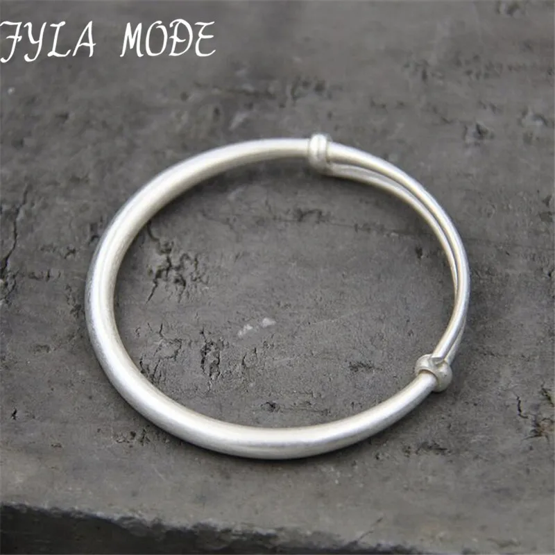 

Fyla Mode S999 Silver Bangle Cute Baby Toddler Bracelets Smooth Jewelry Size Adjustble 4mm 15.50G TYC122