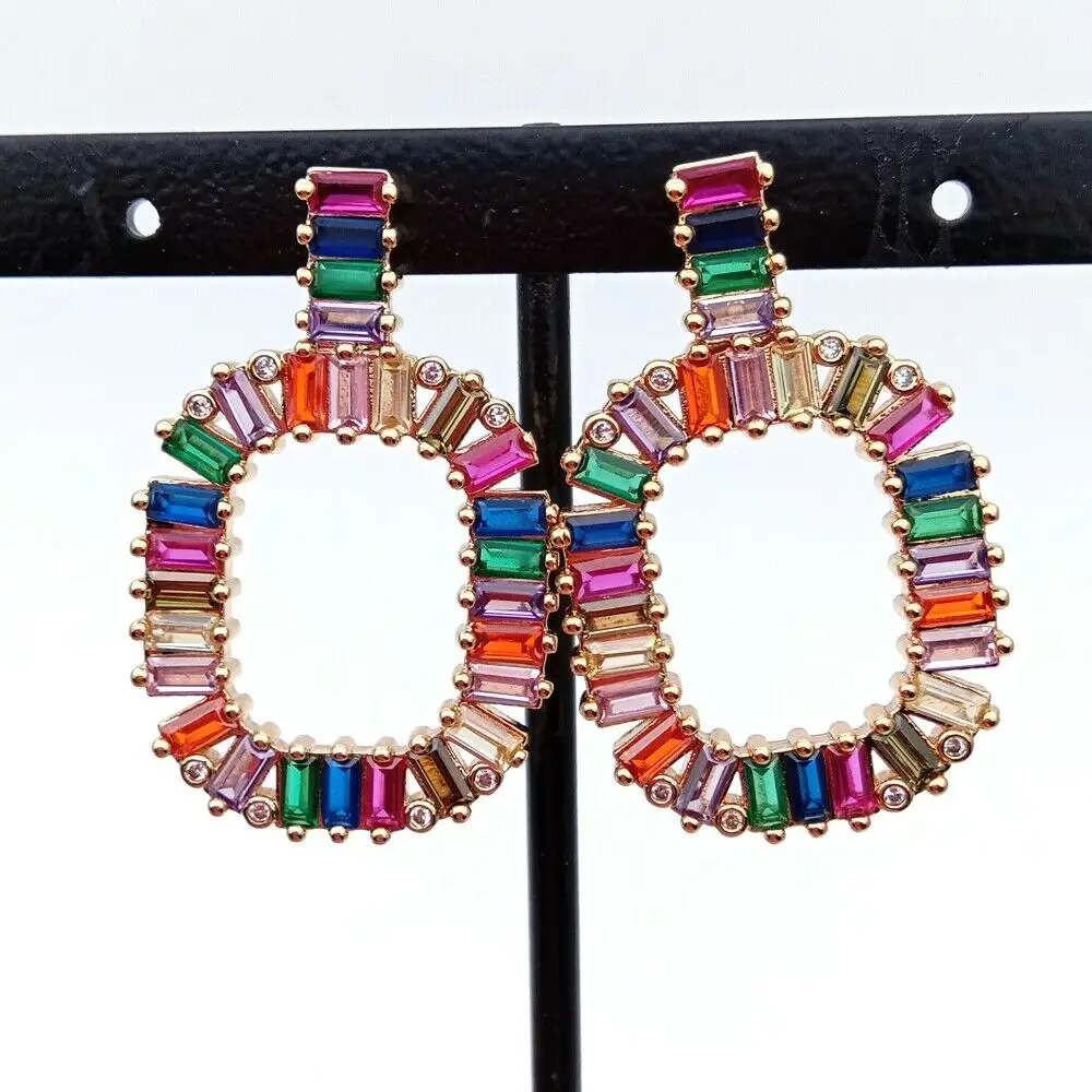 

Fashion Big CZ Crystal Drop Earrings For Women Statement Accessories