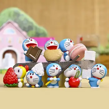 

8pcs/lot Doraemon Cute Figures Cute Doraemon With Cookies PVC Action Figure Toys Collection Model Toy for Kids Birthday Gift