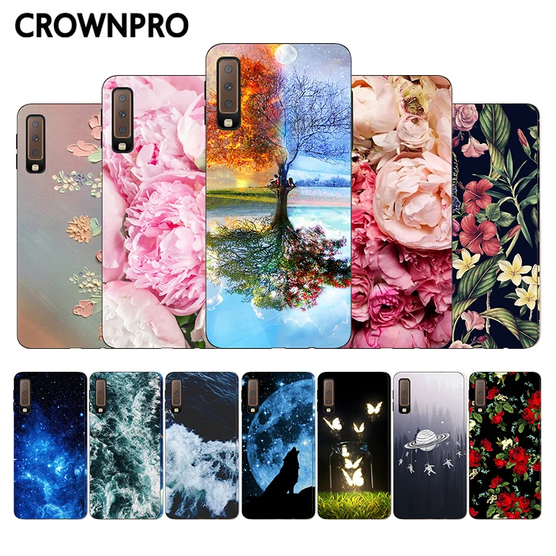 CROWNPRO A7 2018 чехол из ТПУ для Samsung Galaxy A 7 A750 чехлы телефонов мягкий с задней стенкой и