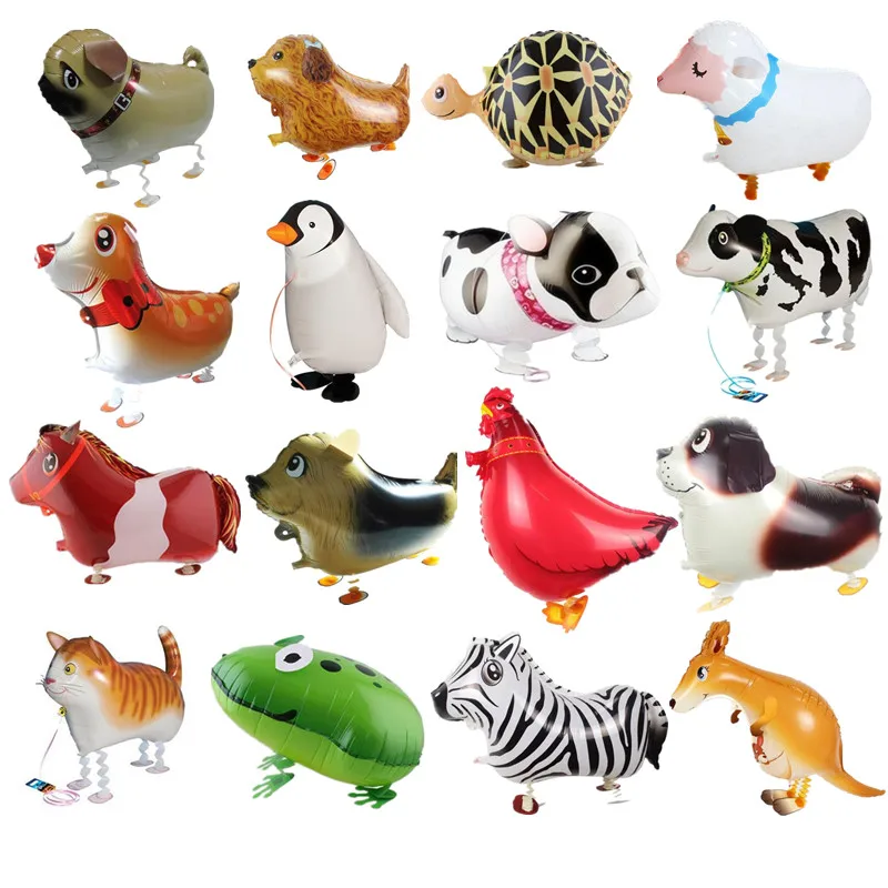 1pc Walking Animal Balloons Cute Cat Dog Rabbit Panda Dinosaur Tiger ...