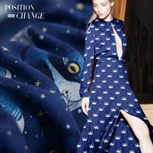 Изготовленная на заказ Звездная шелковая креп-де-шинель печатная ткань 140 см в ширину 16 мм высококачественный цифровой струйный Шелковый платье рубашка одежда ткань