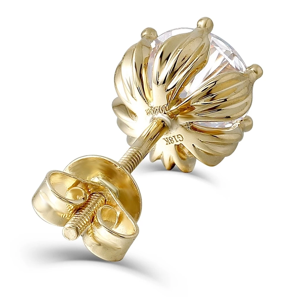 Transgems Flower Shaped 14K 585 Yellow Gold 2ctw 6.5mm FGH Color Moissanite Diamond Stud Earrings For Women Screw Back for Women Transgems Flower Shaped 14K 585 Yellow Gold 2ctw 6.5mm FGH Color Moissanite Diamond Stud Earrings For Women Screw Back for Women
