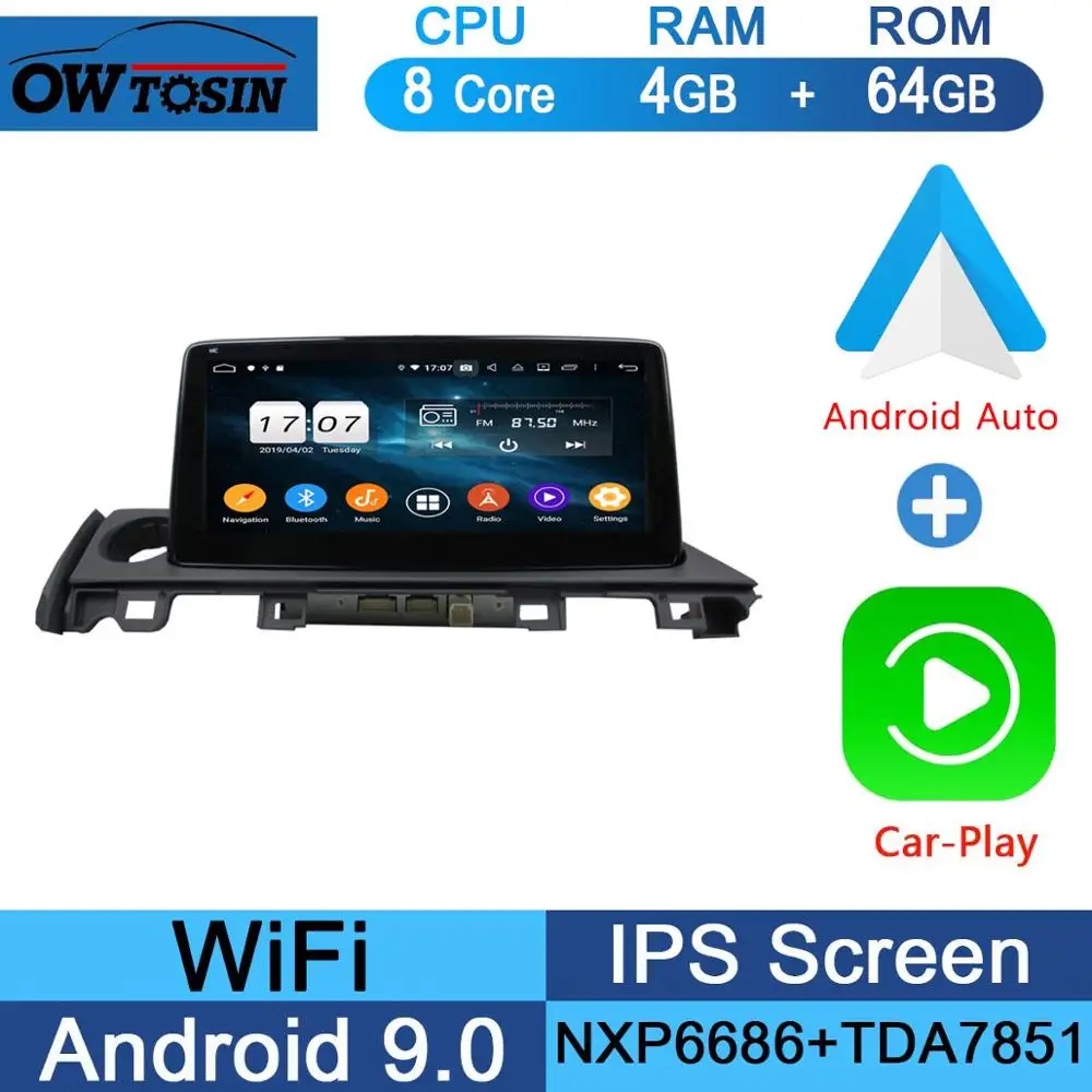 10.1" IPS Android 9.0 8Core 4G+64G ROM Car DVD Radio GPS For Mazda 6 III 3 GJ Atenza Mazda6 DSP CarPlay Parrot BT - Цвет: 64G CarPlay Android