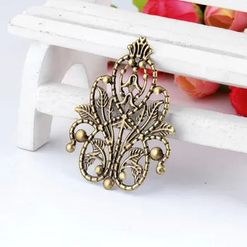 

Free shipping Retail 5Pcs Bronze Tone Filigree Wraps Flower Connectors Metal Crafts Gift Decoration DIY Findings 4.8x3.5cm F0334