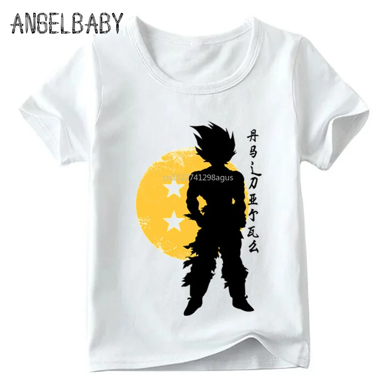Детская футболка с принтом «Dragon Ball Goku Shadow», топы с короткими рукавами для маленьких мальчиков и девочек, Детские Мягкая футболка, ooo2185