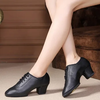 

Four Colors Leopard Red Genuine Leather Black1 Genuine Leather Black2 Nubuck Heel Height 5cm Ballroom Dance Shoes Women NB097