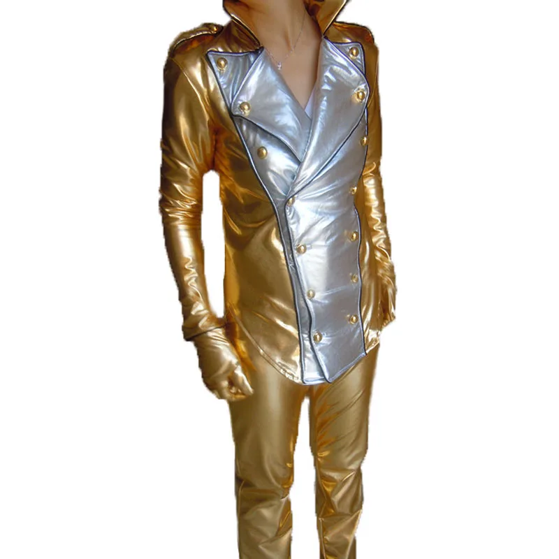 

Michael Jackson History Billie Jean style Jacket Smooth Crimina Modern dance gold costumes cosplay cos clothing,top+pants+gloves