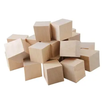 

10/20/25mm Wooden Square Blocks Mini Cubes Embellishment for Woodwork Craft DIY 30/40/50mm