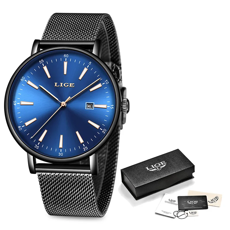 Парные часы мужские часы лучший бренд Роскошные Кварцевые часы Женские часы женская одежда наручные часы модные повседневные часы для влюбленных - Цвет: Black blue