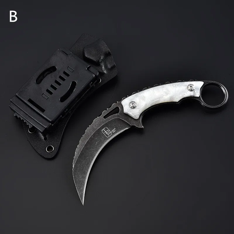 Армейский тактический нож Karambit с высокой твердостью, охотничьи ножи с фиксированным лезвием, инструмент для выживания, кемпинга, повседневного использования - Цвет: B