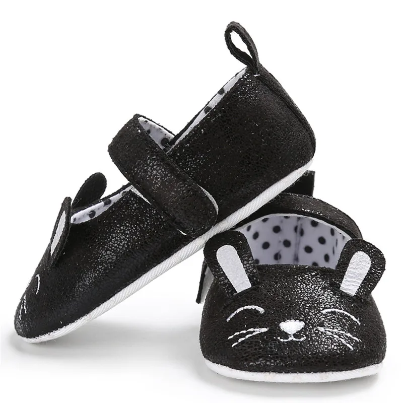 Newborn Baby Girl Soft Sole Mouse Soft Sole Crib Shoes Toddler Kids Infant Anti-slip Sneaker Prewalker 0-18M Fashion Lovely - Цвет: Черный