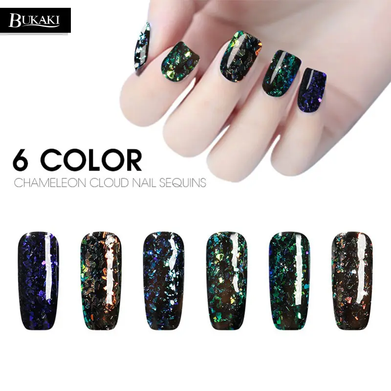 

BUKAKI 6 Colors Available Chameleon Cloud Nail Sequins Irregular Paillette Flakies for Manicure Art Decoration Tools