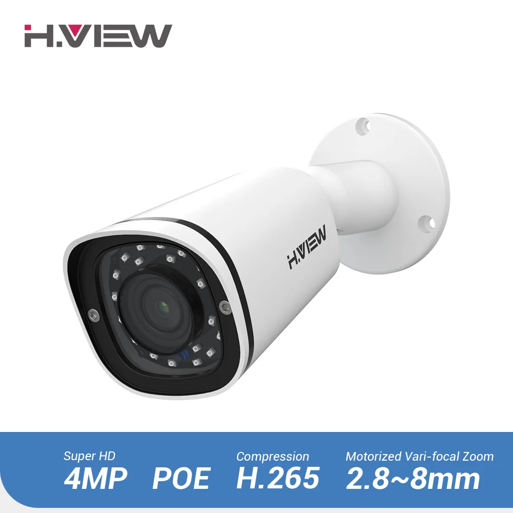 

H.VIEW PoE IP Camera 4mp H.265 CCTV Camera PoE Cameras Outdoor 2.8-8mm Motorized Lens Auto Focus Onvif NAS IP Cameras