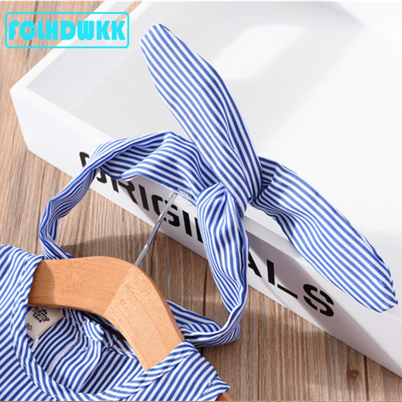 Girls Summer Dress Brand stripe Baby Dress Children Costume for Kids Clothes Baby Dress+ Headband Outfits For Children Cute
