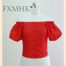 30-летние женские винтажные 50 s красные топы с вырезом лодочкой и открытыми плечами, большие размеры blusas femininas, футболки, Короткие топы