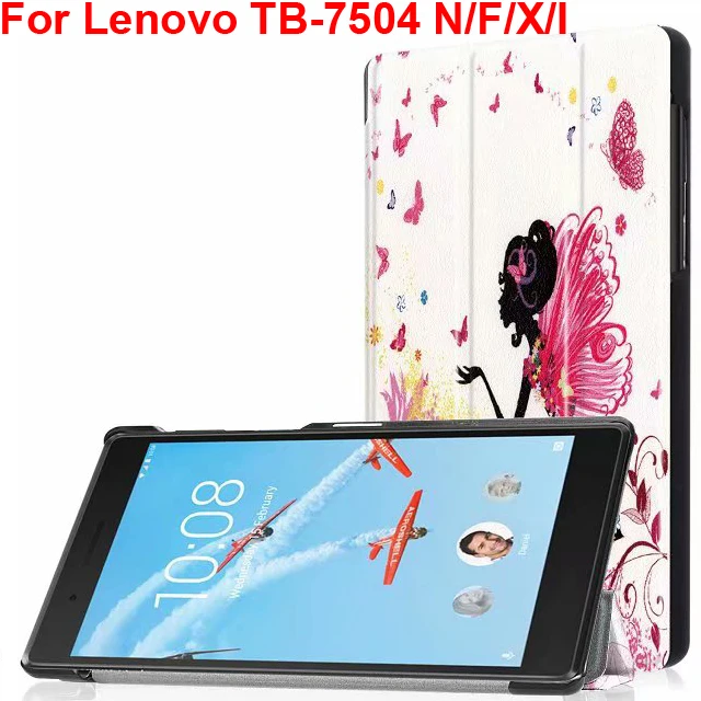 

For Lenovo Tab 4 7 TB-7504F Case Fashion Protector Tab7 7.0" 7504N 7504X Cover Casing With Cute Butterfly Girl Tower Painting