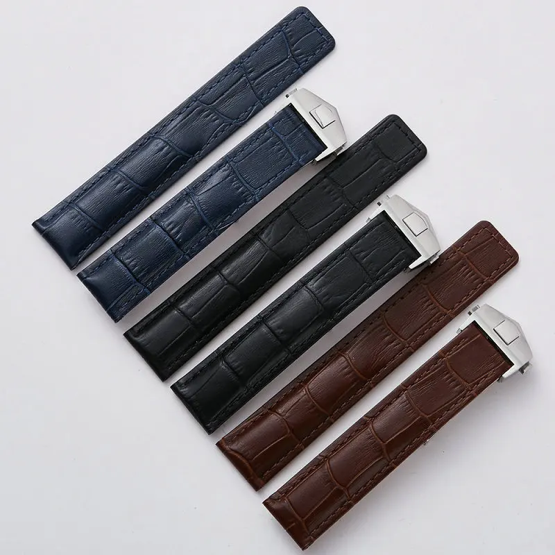 Высокое Качество ремешок для часов для TAG Heuer натуральная кожа черный синий коричневый ремень браслет 19 мм 20 мм 22 мм водонепроницаемый ремешок для часов