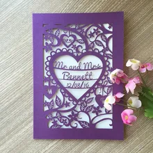 100 шт Пользовательские слова имя и дата на день рождения свадебные приглашения декоративные подарки открытка свадебные приглашения карта