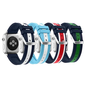 

For Apple Watch Band Series 1 Series 2 Series 3, Soft Silicone Stripes Sports Replacement Band Strap for Apple Watch 4 pcs