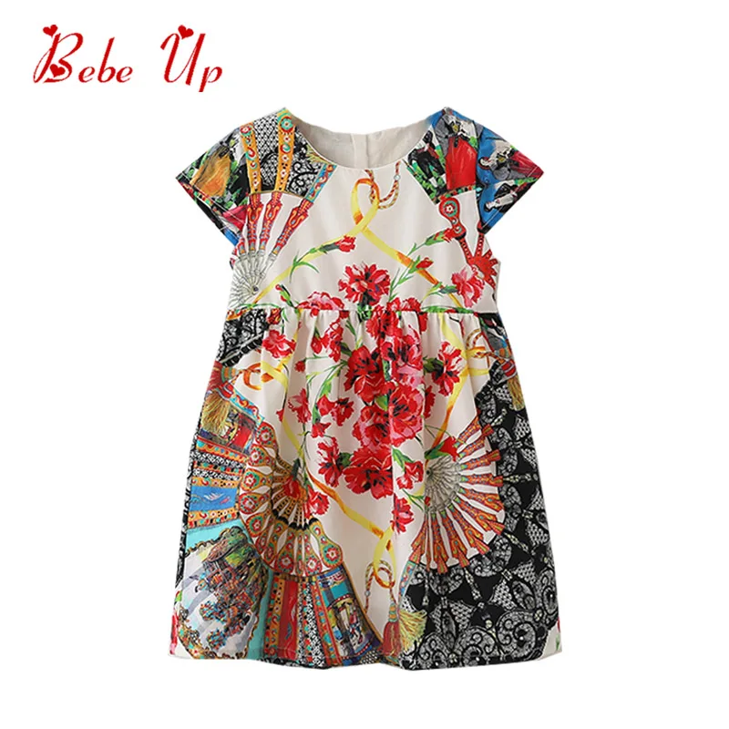 

Toddler Girl Designer Floral Dress Summer Dress For Kids Girl Sleeved Cotton Party Dress Boutique Little Girls Clothes 8 Years