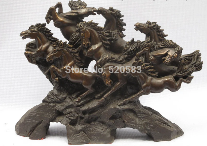 

free Chinese Feng Shui Bronze Nine 9 Horse Lucky To attract wealth home decor statue fast