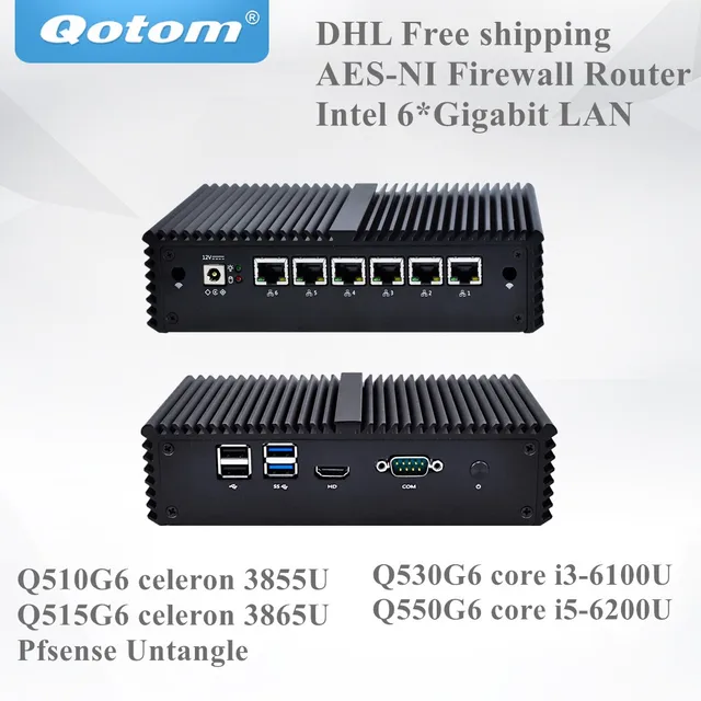 Special Offers Free Shipping QOTOM Mini PC Celeron Core i3 i5 Industrial PC Gateway Firewall Router for pfSense AES-NI, 6 Gigabit NICs Special Offers Free Shipping QOTOM Mini PC Celeron Core i3 i5 Industrial PC Gateway Firewall Router for pfSense AES-NI, 6 Gigabit NICs