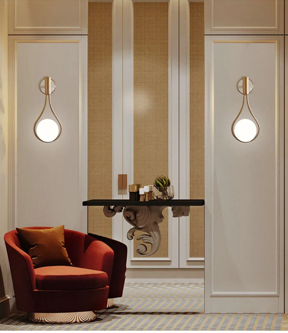 Светодиодный настенный светильник скандинавский стеклянный шар настенный светильник Гостиная металлический современный прикроватный спальня гостиная коридорный гостиничный светодиодный настенный светильник
