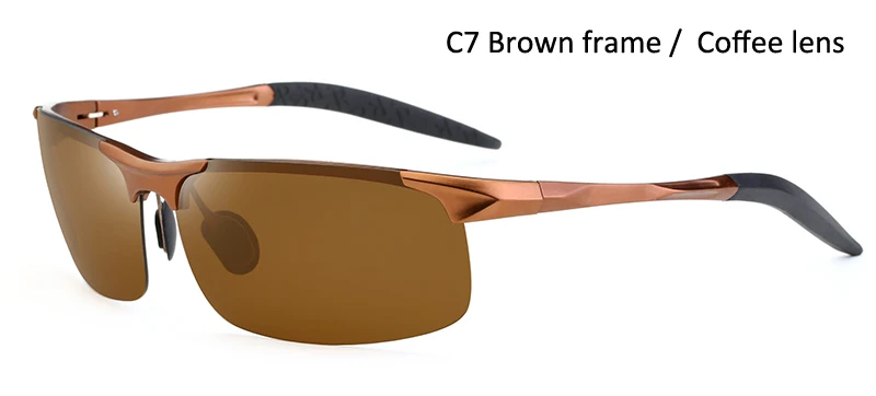 Для Мужчин Поляризованные Очки Ночное видение очки Для мужчин бренд солнцезащитных очков Алюминий магния водителей оттенков UV400 Zonnebril Mannen - Цвет линз: C7