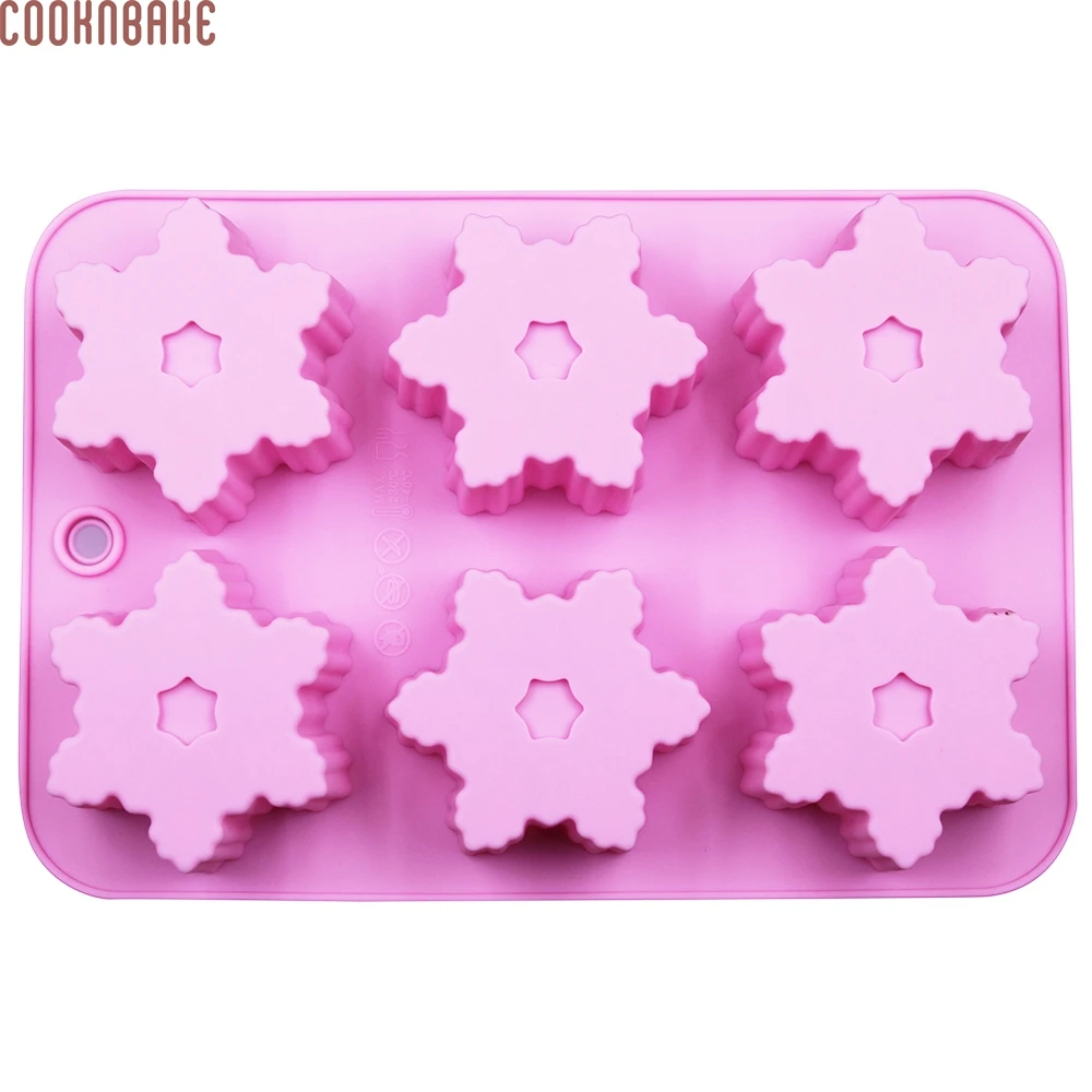 COOKNBAKE DIY силиконовая форма для пирога "Снежинка" Снежный цветок желе форма для изготовления мыла вручную плесень 6 отверстий SSCM-001-6