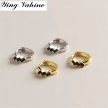 Ying vahine серебряные и золотые серьги 925 пробы серебряные черные квадратные циркониевые серьги-гвоздики для женщин