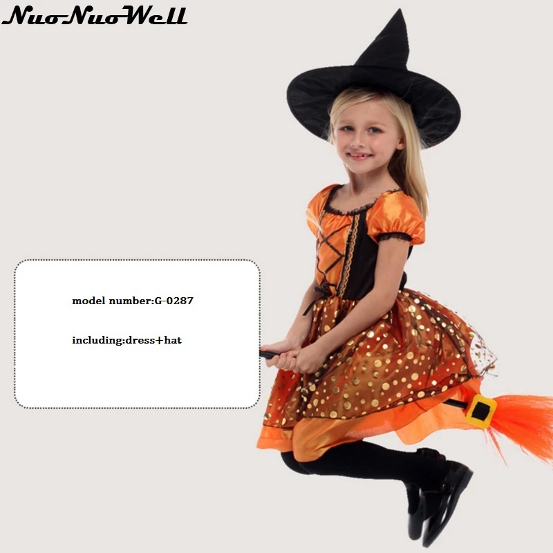 Детское маскарадное платье ведьмы с шапкой Маскарадный костюм для девочек