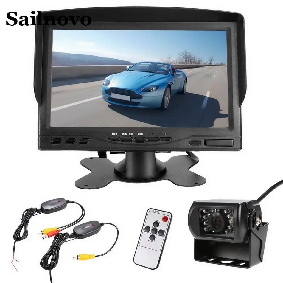 

Wireless 18 IR LED Rear View Camera + 7inch TFT LCD Monitor Car Transceiver DC 12V dash cam car camera dvr