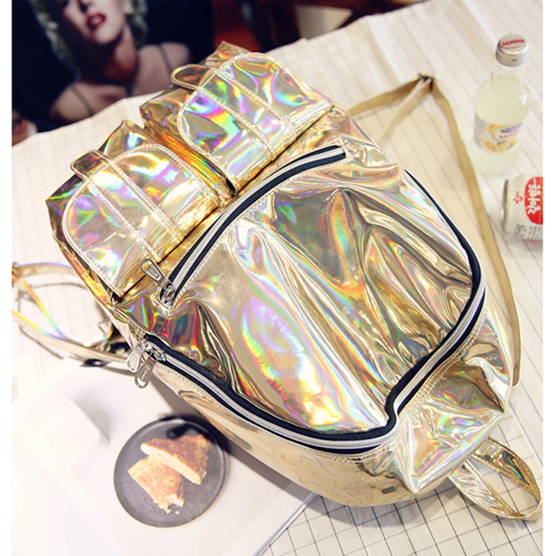 

New Autumn Korean Style Women Backpack Bright Surface PU Leather Travel Bag Fashion Solid Color Shoulders Bag